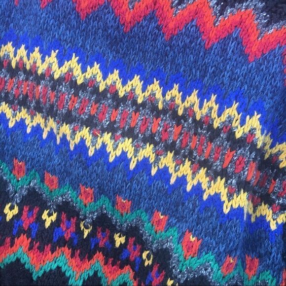 Vintage Lizwear Hand Knit Argyle Sweater - Picture 2 of 4